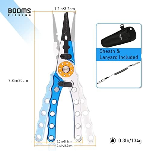 Booms Fishing X1 Aluminum Fishing Pliers Saltwater, Surf Fishing Tackle Kit, Fishing Multitool Hook Remover Braided Fishing Line Cutting and Split Ring with Coiled Lanyard and Sheath - Image 6