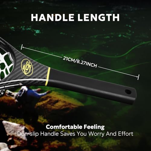 SF Fly Fishing Landing Net Soft Rubber Mesh Trout Net Catch and Release Net - Image 6