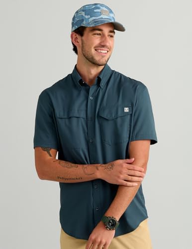 HUK Men's Tide Point Kc Scott Original Artwork Short Sleeve Shirt, Fishing Button Down - Image 3