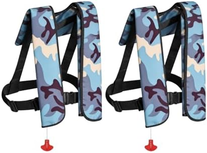 2-Pack 150N Automatic Inflatable Life Jacket – Adjustable Nylon Swim Vest with CO2 Inflation, Reflective Strips & Safety Buckle by FOLALIFE