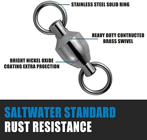 Dr.Fish 20 Pack Ball Bearing Fishing Swivels, Swivels Fishing Tackle Saltwater, Freshwater Stainless Heavy Duty Lure Leader Line Connector #4 - Image 3