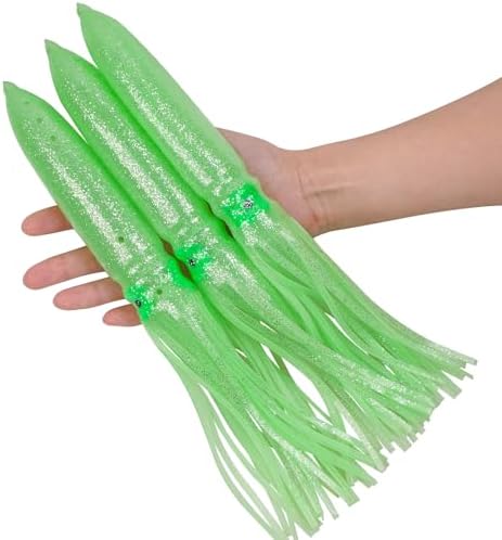 Luminous Octopus Squid Skirts Fishing Lures 3/8pcs Soft Squid Trolling Lure by JSHANMEI