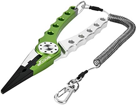Booms Fishing X1 Aluminum Fishing Pliers Saltwater, Surf Fishing Tackle Kit, Fishing Multitool Hook Remover Braided Fishing Line Cutting and Split Ring with Coiled Lanyard and Sheath by BoomsFishing