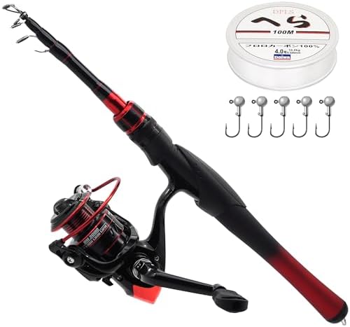 Kilitn Fishing Rod and Reel Combo, Baitcasting Combo Baitcast Reel 5 Foot Durable Fiberglass Telescopic Rod with Fishing Line Full Kits Comfortable Handle by Kilitn