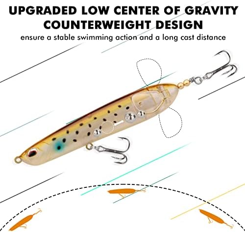 TRUSCEND Top Water Fishing Lures with BKK Hooks, Easy Catch Plopper Lure for Freshwater or Saltwater, Floating Lures for Bass, Pike, Catfish, Surface Wobble PoPobait Bass Baits Fishing Gifts for Men - Image 5