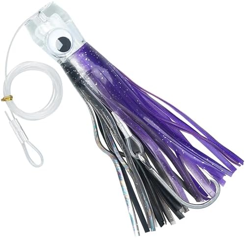 Trolling Lures Saltwater for Tuna Mahi Marlin Wahoo Dolphin Shark Offshore Trolling Baits with Squid Skirt Big Game Fishing Lures Deep Sea Squid Skirts Rig 6/9 inch by AGOOL