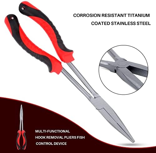 Hikary Long Nose Fishing Pliers, Stainless Steel Hook Remover Braid Cutter Rustproof Multi-Tool Fishing Gripper for Freshwater Saltwater - Image 3