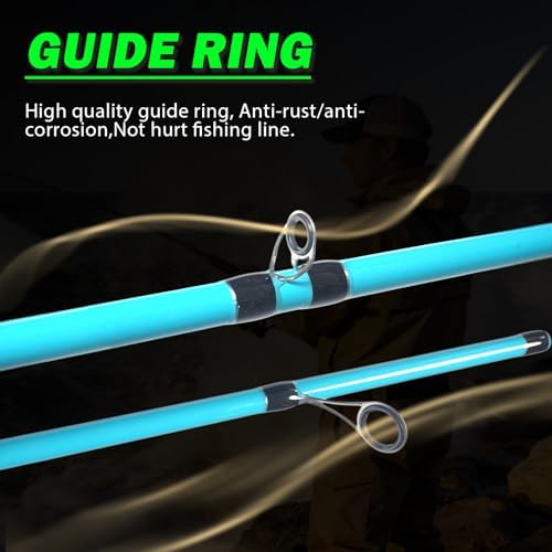 Medium Heavy Spinning Fishing Rod, 7' & 7'6" Carbon Graphite & Fiberglass Composite Rod, EVA Split Grip, Boat Rod for Bass, Trout, Catfish, Walleye, Saltwater & Freshwater Fishing - Image 4