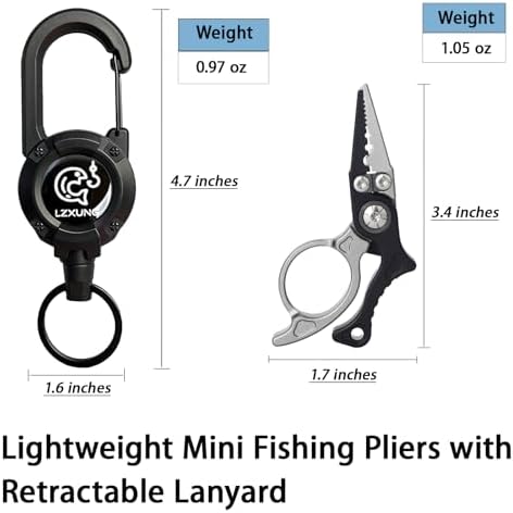 Mini Fishing Pliers with Zinger Retractor, Split Ring Pliers for Saltwater & Freshwater, Tungsten Carbide Braid Cutters & Hook Remover, Compact Multitool for Freshwater Fly Fishing,Bass Fishing - Image 6