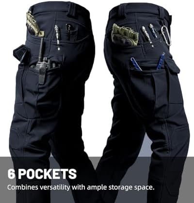 Men's Tactical Pants Stretch Waterproof Fabric Durable Cargo Pants for Hiking Casual Work Multi Pockets (No Belt) - Image 4