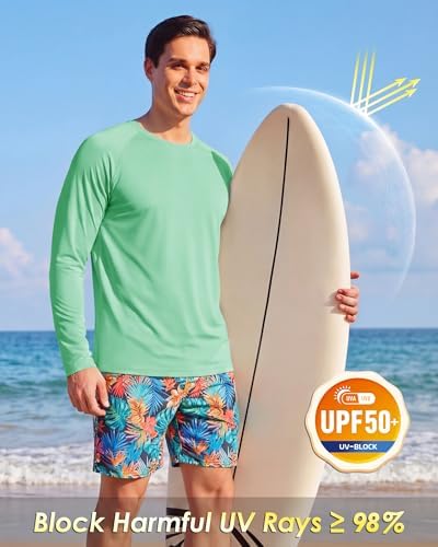 Boladeci Men's UPF 50+ Sun Protection UV SPF Shirts Long Sleeve Lightweight Quick Dry Swim T-Shirts Rash Guard - Image 3