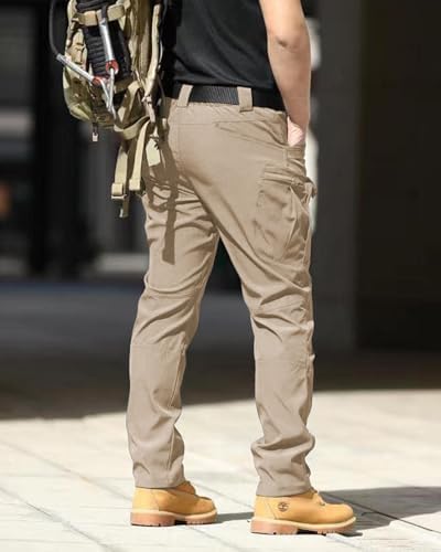 Men's Tactical Pants Stretch Waterproof Fabric Durable Cargo Pants for Hiking Casual Work Multi Pockets (No Belt) - Image 3