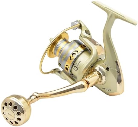Fishdrops Spinning Fishing Reels, Lightweight Spinning Reel, 15.5 LBs Max Drag, 5.1:1/5.5:1 High Speed Ultra Smooth Powerful with CNC Aluminum Spool Fishing Reels Freshwater(Black/Gold) by Fishdrops