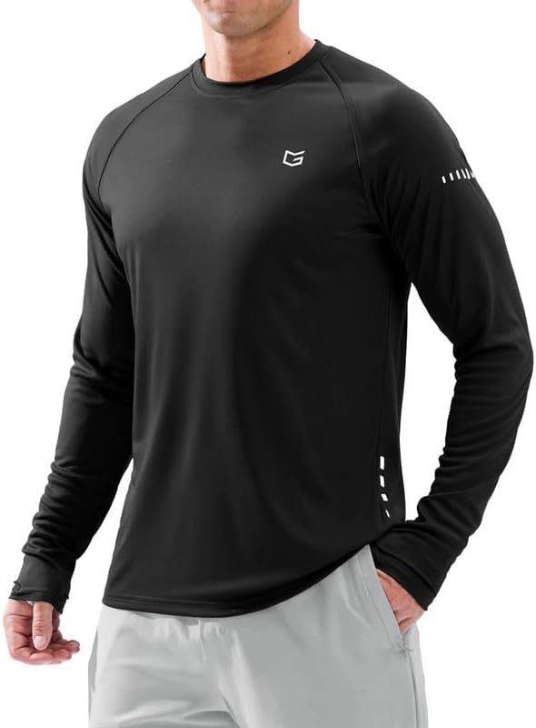 Men's Sun Protection Swim Long Sleeve UPF 50+ Rash Guard Lightweight Shirts by GGradual