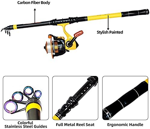 Richcat Fishing Rod and Reel Combo，Medium Heavy Poles and Reels Telescopic Rod Kits for Adults， 22lb Line Pre-spooled with Spining Reel for Travel Saltwater Freshwater Catfish Bass Fishing - Image 5
