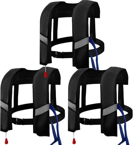 3-Pack Life Jackets for Men Women - 150N Automatic Inflation Swim Vest with Reflective Strips & Safety Buckle ~ Lightweight &Breathable by forkidsyouthplaygames