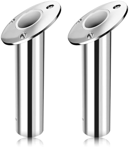 Fishing Rod Holder 2 Pack, 316 Stainless Steel 15/30/90 Degree Rod Holders for Fishing Boat, Flush Mount with Cap, Heavy Duty by Unknown