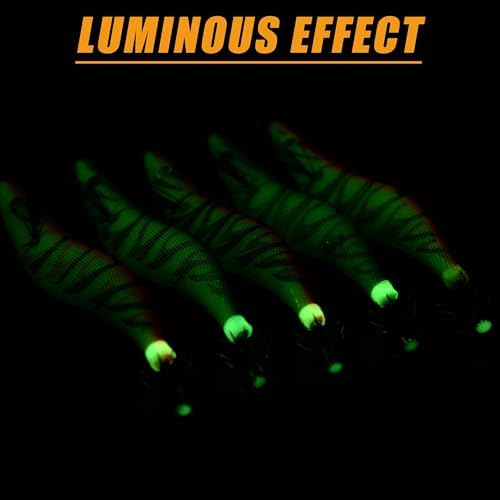 5pcs/10pcs Luminous Squid Jig Hooks Bionic Shrimps Lures Prawn Saltwater Hard Bait 3D Eyes for Octopus Jig Cuttlefish Artificial Baits Fish Tackle 3.94inch - Image 5
