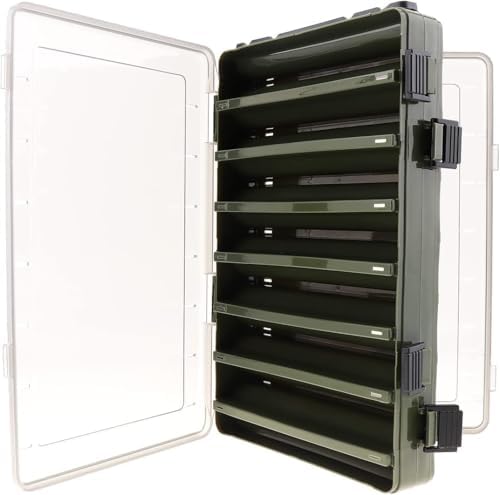 Double Sided 14 Compartments Fishing Tackle Boxes Fishing Lure Box Organizer, Fishing Bait Tackle Storage Case, Container Box for Jewelry Beads Earring Hook (Green) - Image 2