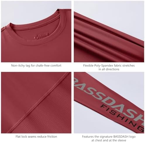 BASSDASH Fishing T Shirts for Men UV Sun Protection UPF 50+ Long Sleeve Tee T-Shirt - Image 5
