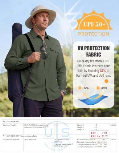 WULFUL Men's Sun Protection Fishing Shirts UPF 50+ Lightweight Quick Dry Cooling Long Sleeve Shirts for Work Hiking Safari - Image 4