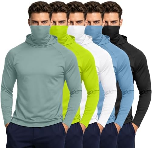 HovSiyla Mens Fishing Hoodie UV Sun Protection Shirts UPF Rash Guard Long Sleeve Shirts Hiking Performance Mesh Face Mask Top by HovSiyla