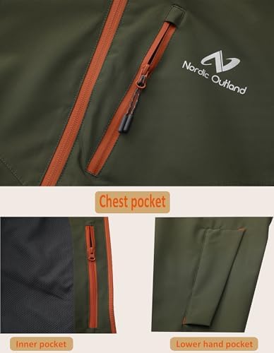 NORDIC OUTLAND Rain Jacket Men,Waterproof Breathable Long Raincoat with Hood Mesh Lining,Windbreaker for outdoor activities - Image 3