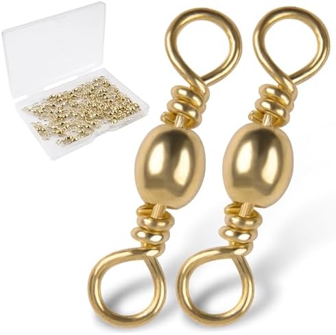 SILANON Barrel Swivels Fishing Tackle,60/120pcs Rolling Ball Fishing Swivels Connector Stainless Brass Solid Rings High Strength Saltwater Fishing Swivels Accessories by SILANON