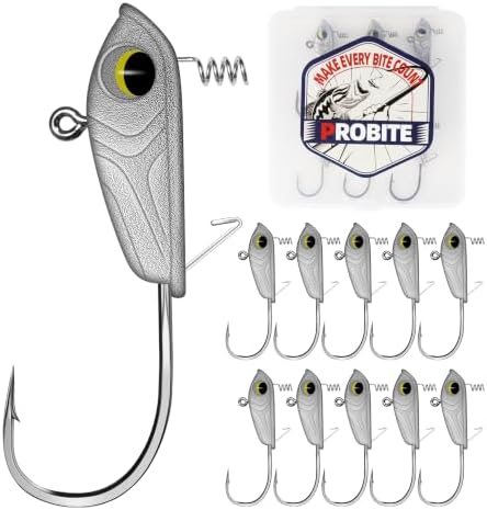 Micro Jig Heads, 10PCS Ultralight Hooks with 3D Fish Eyes for Crappie, Trout, Panfish, Bass and Soft Plastic Baits by PROBITE