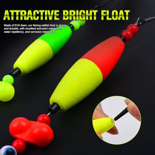 PROBEROS Catfish Fishing Rigs - Bank Fishing Set with 5pcs/Set, 6/0, 8/0, 10/0 Circle Hooks Circle Hooks, High Visibility, Ready to Use Catfish Rigs - Image 5