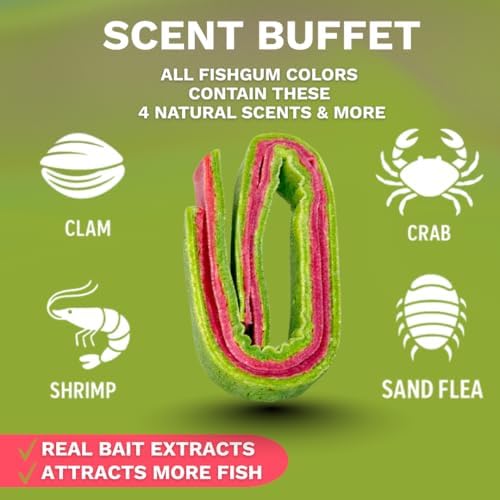 FishGum Surf Fishing Bait Strips for Saltwater Beach Fishing – Real Shrimp, Crab, Clam & Sand Flea Infused Scent – Artificial Cut Bait for Pompano, Redfish & Flounder - Image 3