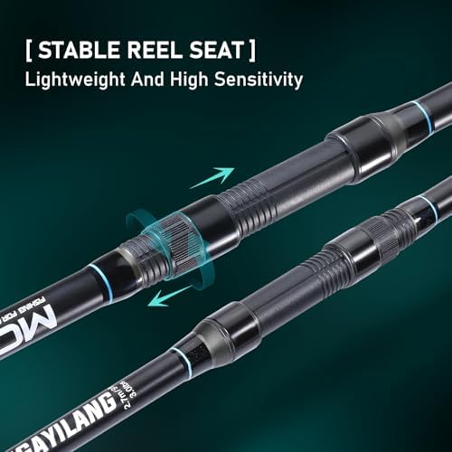 Sougayilang Spinning Fishing Rod, 3-Piece, Carbon Catfish Rod with EVA Comfortable Handle for Catfish and Carp Fishing, Medium/Heavy Power, 9'0"/10'0"/11'0" - Image 5
