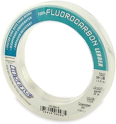 HI-SEAS 100% FLUOROCARBON Fishing LINE Leader - Clear Invisible Leader UNDETECTABLE to Fish, Fast Sinking 6LB-400LB by Hi-Seas