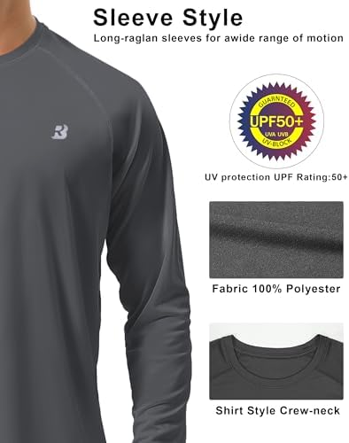 Roadbox Men's UPF 50+ UV Sun Protection Shirts, Long Sleeve Swim Rash Guard - Image 4