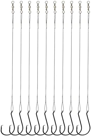Circle Hooks Rigs Saltwater Steel Leader Wire, 25pcs Heavy Duty Circle Hook with Leader Wire Bass Catfish Fishing Lure Rig by Beoccudo