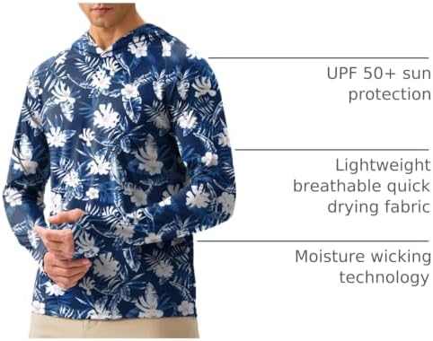 Pudolla Men's Sun Protection Hoodie Shirts UPF 50+ Fishing Hiking Shirt - Image 4