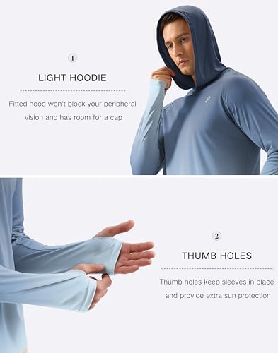 Pudolla Men's Sun Protection Hoodie Shirts UPF 50+ Fishing Hiking Shirt - Image 6