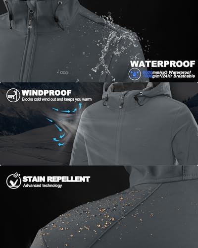 33,000ft Men's Hooded Fleece Lined Rain Shell Jacket Waterproof Lightweight - Image 3