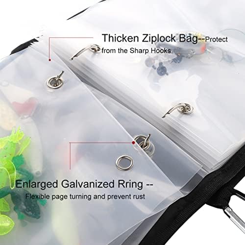Fishing Tackle Binder Lure Biat Organized Storage for Soft Worms Rigs Jigs and Lines Fishing Tackle Wallet Case with 15+5pcs Transparent Thickened Ziplock Bag (10pcs Ziplock Transparent Bag) - Image 3