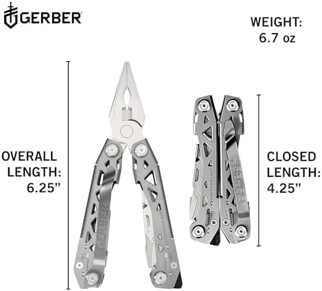 Gerber Gear Suspension-NXT 15-in-1 EDC Multi tool with Pocket Knife, Needle Nose Pliers and Wire Stripper Tools, Gifts for Men, Survival and Camping Gear, Stainless Steel (Pack of 12) - Image 6