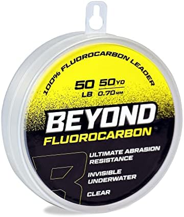 Beyond Fluorocarbon Leader Fishing Line - 100% Pure Fluorocarbon Leader Material - Highly Abrasion Reistant - Invisible Underwater- Shock Resistant - Incredible Knot Strength 50 Yard Spool by BeyondBraid