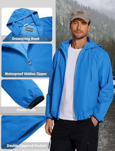 COOFANDY Men's Light Rain Jacket Packable Waterproof Raincoat Windbreaker - Image 4