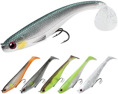 TRUSCEND Shadtale Easy Catch Soft Fishing Lures, Unique Vibration and Action for Various Rigs, Paddle Tail Swimbaits Trailer for Bass, Trout, Crappie, Walleye, Redfish, Saltwater & Freshwater Fishing by TRUSCEND