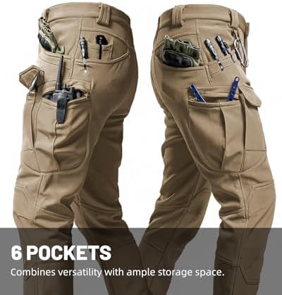 Men's Tactical Pants Stretch Waterproof Fabric Durable Cargo Pants for Hiking Casual Work Multi Pockets (No Belt) - Image 4