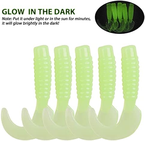 Soft Fishing Lures Jig Head Hooks Kit, Crappie Jigs Lures Kit Mixed Curly Grub Lures Tube Baits Soft Plastic Swimbaits for Bass Trout Panfish Saltwater Freshwater Fishing - Image 3