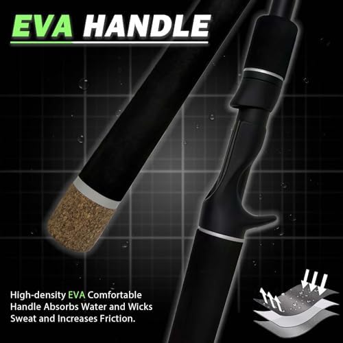 Medium Heavy Spinning Fishing Rod, 7' & 7'6" Carbon Graphite & Fiberglass Composite Rod, EVA Split Grip, Boat Rod for Bass, Trout, Catfish, Walleye, Saltwater & Freshwater Fishing - Image 3