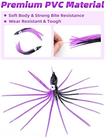 BLUEWING Trolling Squid Skirts Fishing Saltwater 2,3,5,8,12 Inch Octopus Lures 1pcs/5pcs - Image 3