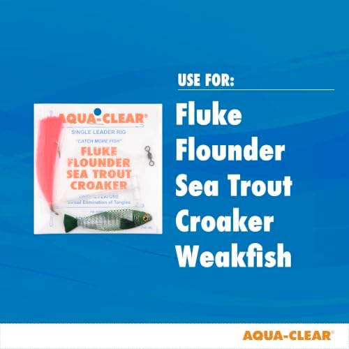 Aqua-Clear Hi-Lo Fishing Rig Teaser Lure, Saltwater Fishing Rig for Flounder Fluke Sea Trout Croaker, 3/0 Wide Gap Hook, 40lb Mono Leader, T Standoff, Hair Teaser, Holographic Minnow - Image 6