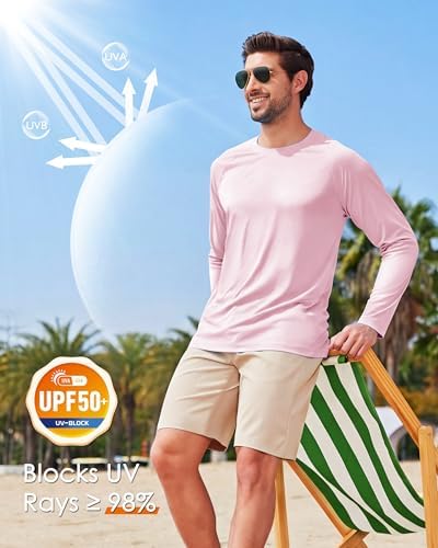 Boladeci Men's UPF 50+ Sun Protection UV SPF Shirts Long Sleeve Lightweight Quick Dry Swim T-Shirts Rash Guard - Image 3