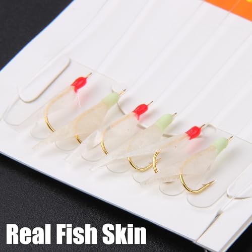 Fishing Bait Rigs Saltwater, 12 Packs Surf Fishing Lure Bait Rigs Set with Fish Skin Glow Beads String Hooks Swivels Mackeral Herring Baitfish Sea Bass Rigs - Image 3
